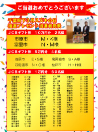 3月スズキの日　ＪＣＢ抽選プレゼント当選者発表